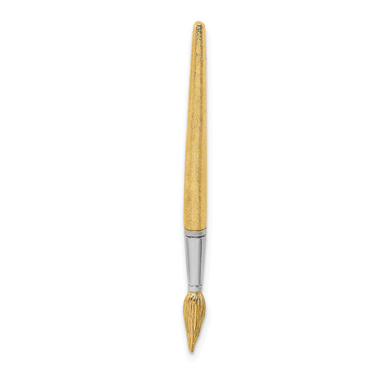 14K and White Rhodium  3-D Water Paint Brush Charm