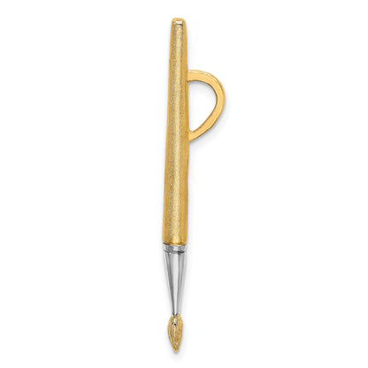 14K and White Rhodium  3-D Oil Paint Brush Charm