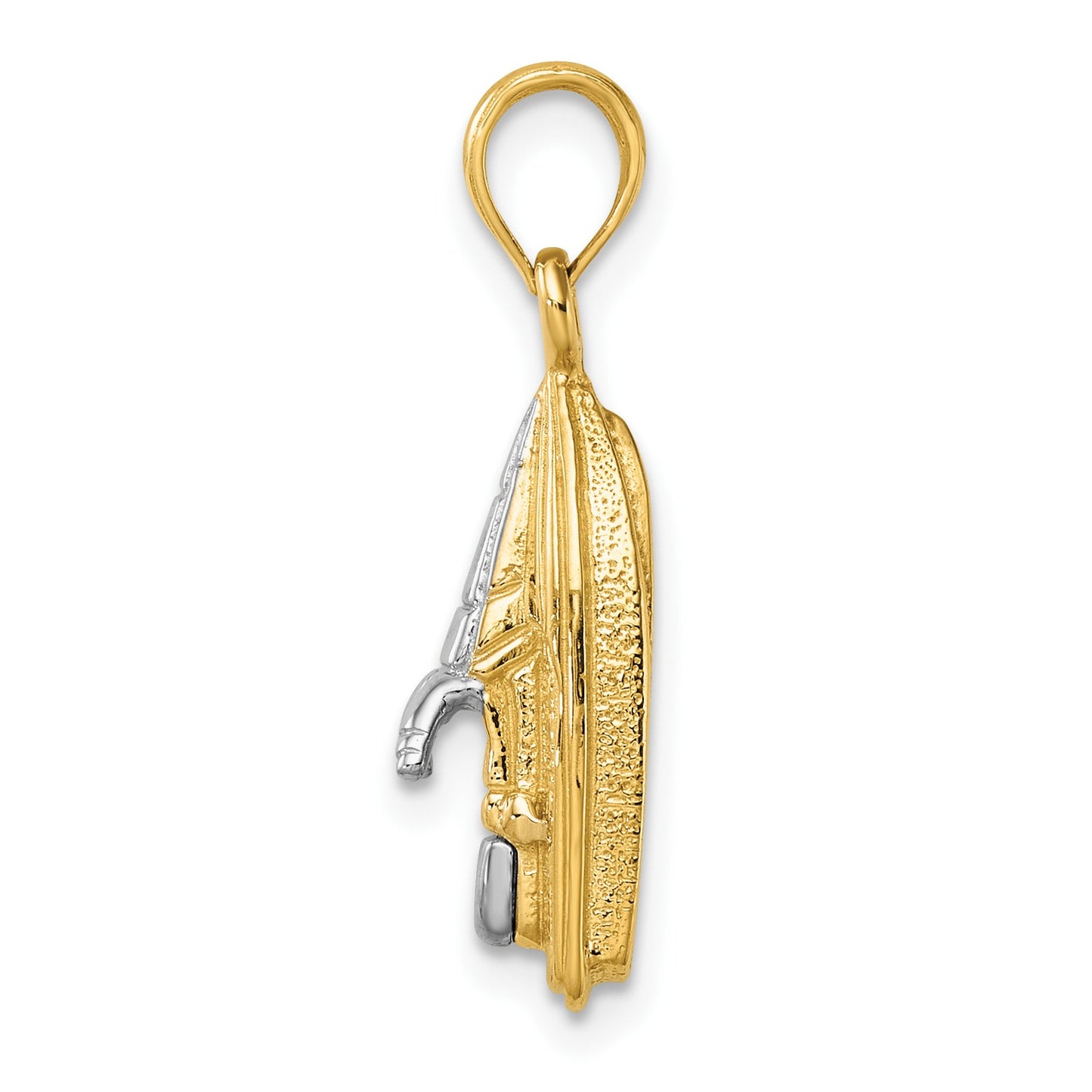 14K and White Rhodium 3-D Wave Runner with Moveable Seat Charm