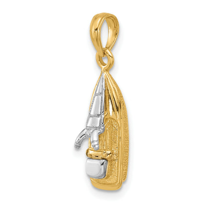 14K and White Rhodium 3-D Wave Runner with Moveable Seat Charm