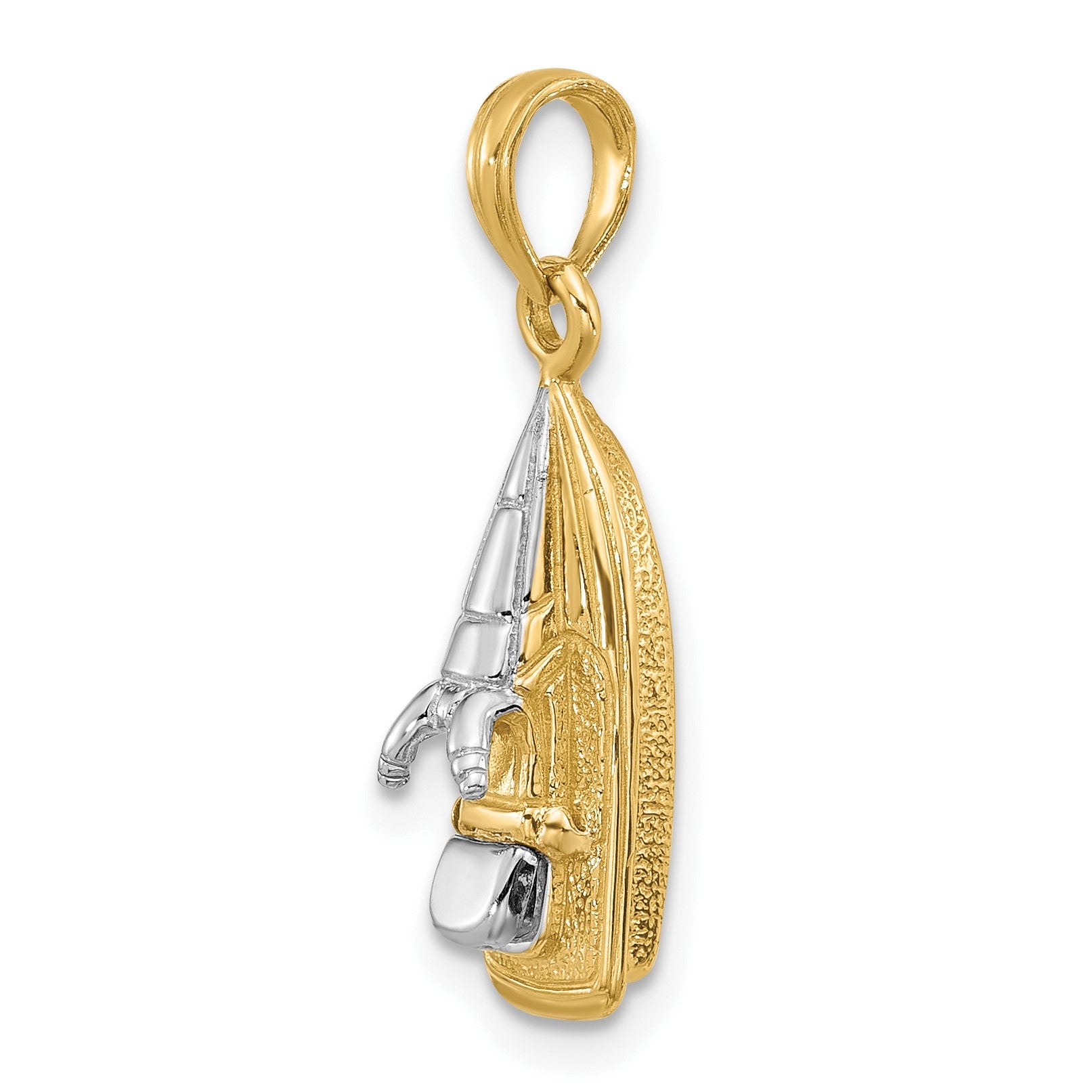 14K and White Rhodium 3-D Wave Runner with Moveable Seat Charm