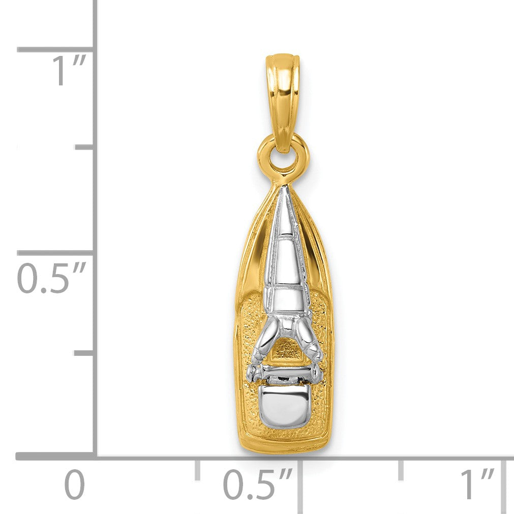 14K and White Rhodium 3-D Wave Runner with Moveable Seat Charm