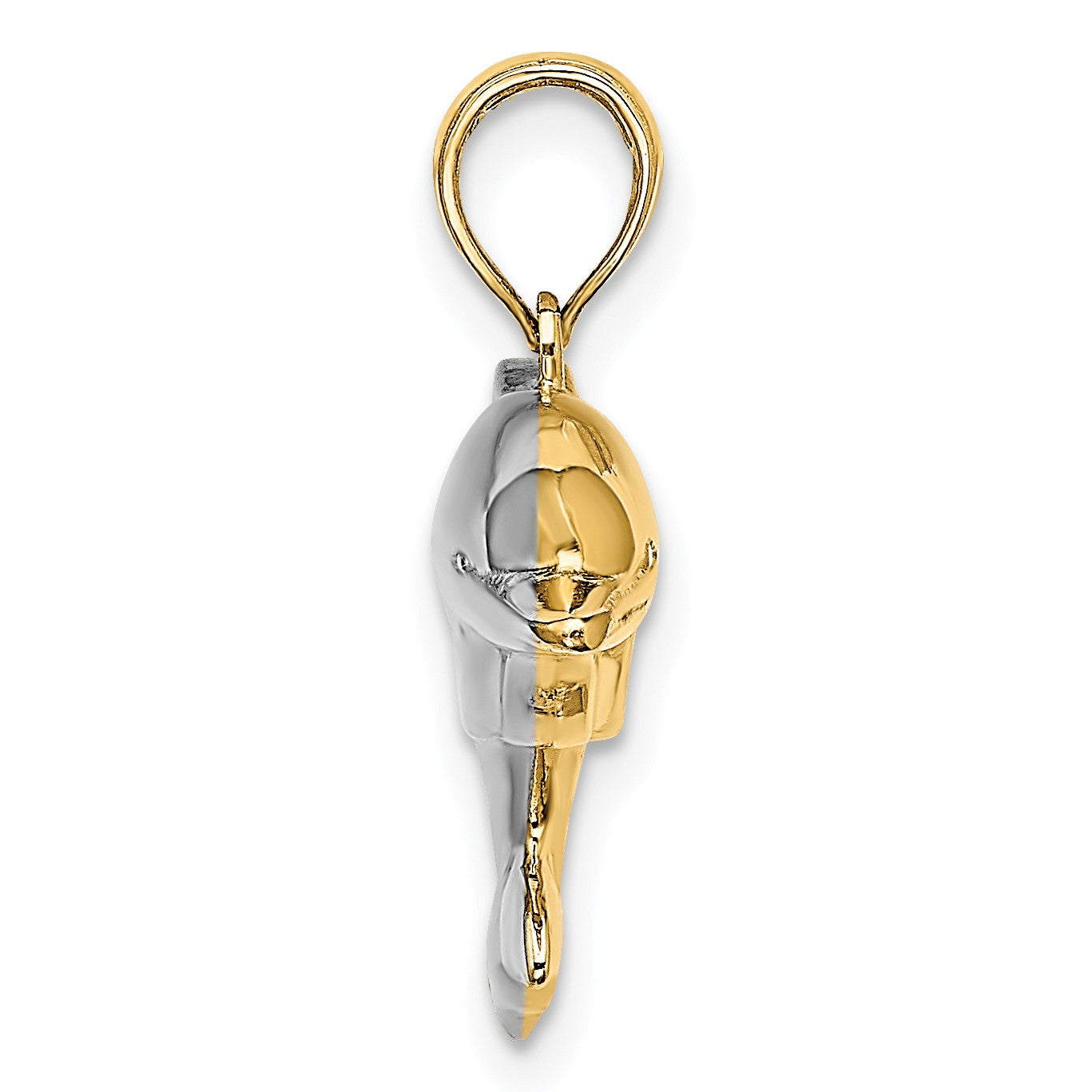 14k and White Rhodium 3-D Reversible Puffed Dolphin Charm