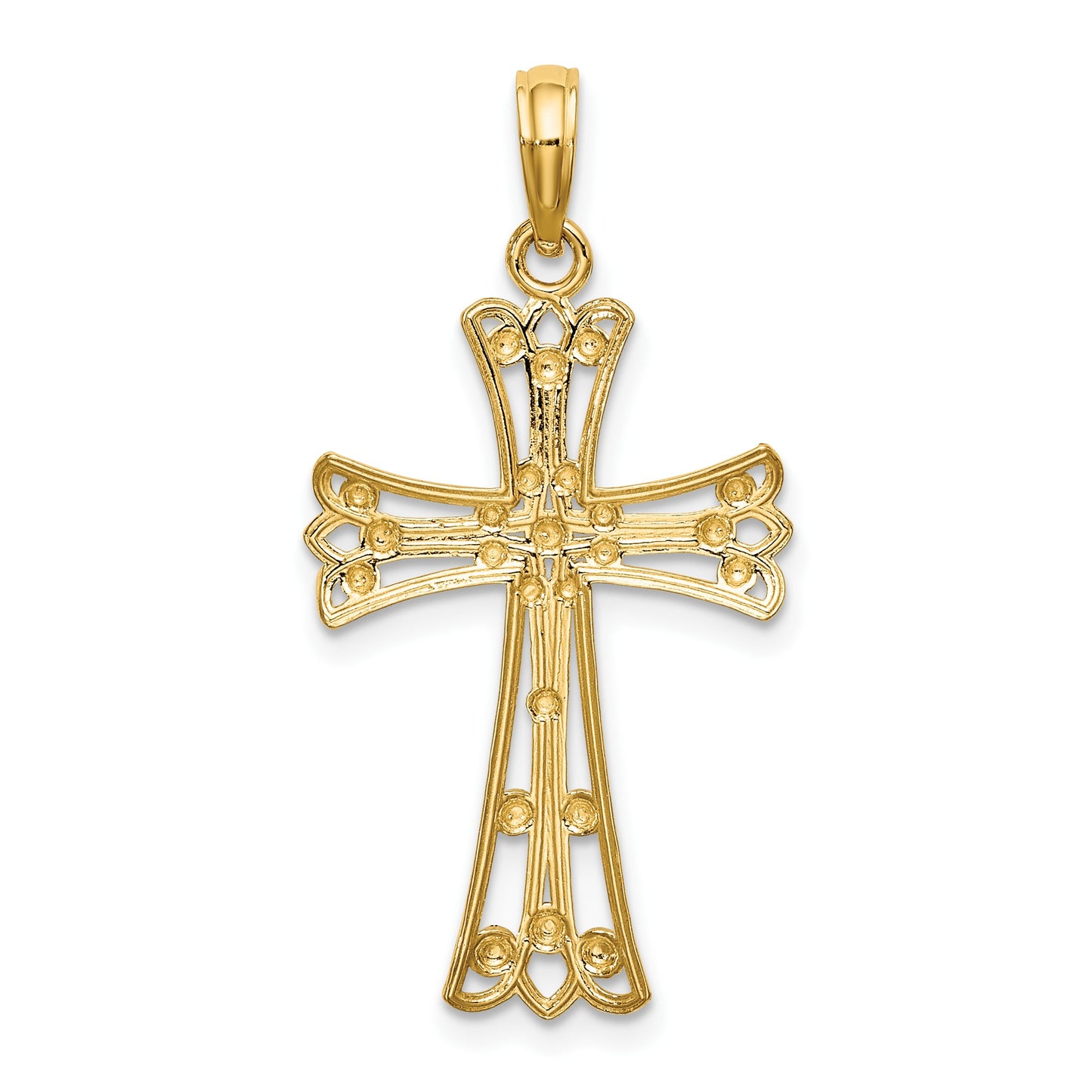 14K and White Rhodium Diamond-cut Cross Charm