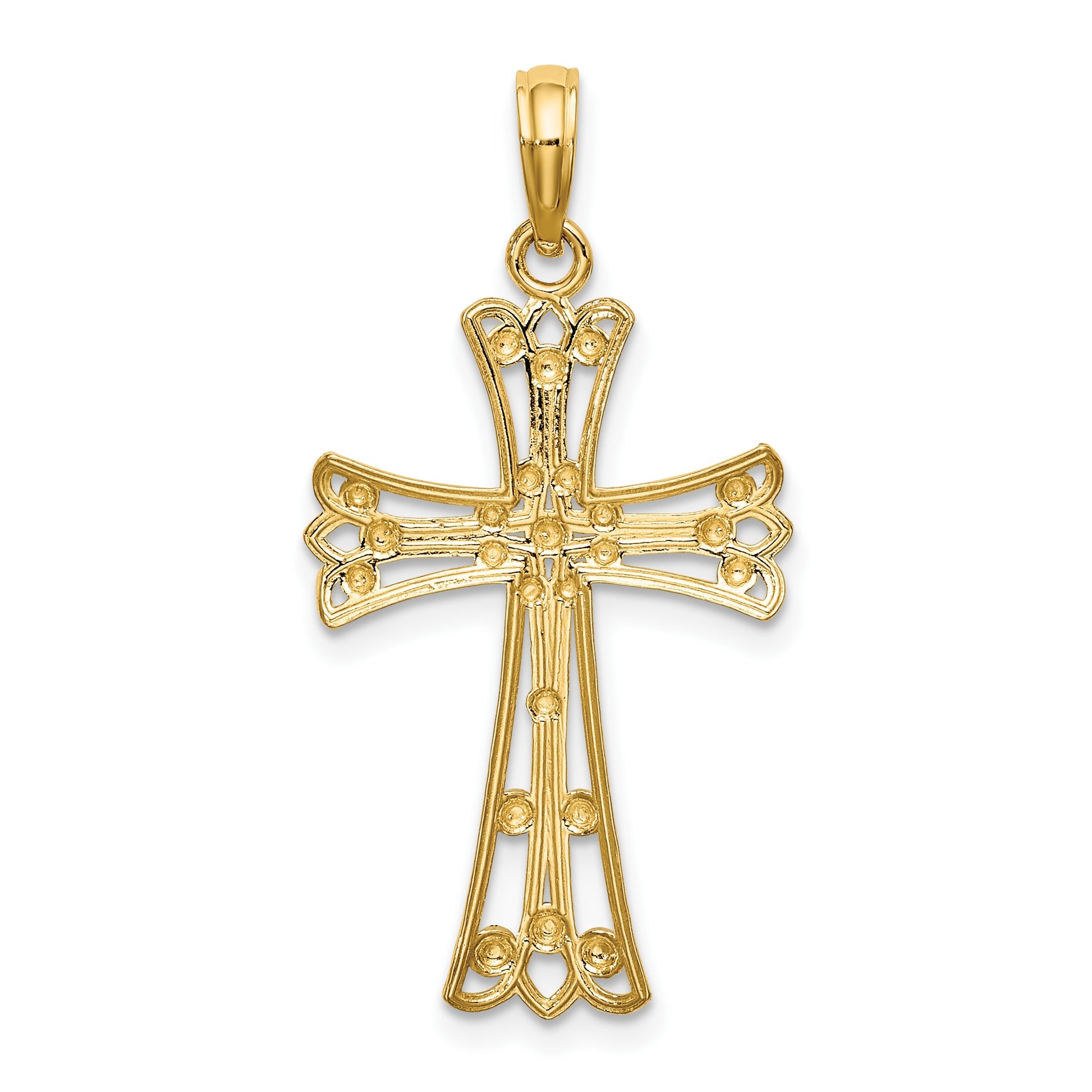 14K and White Rhodium Diamond-cut Cross Charm