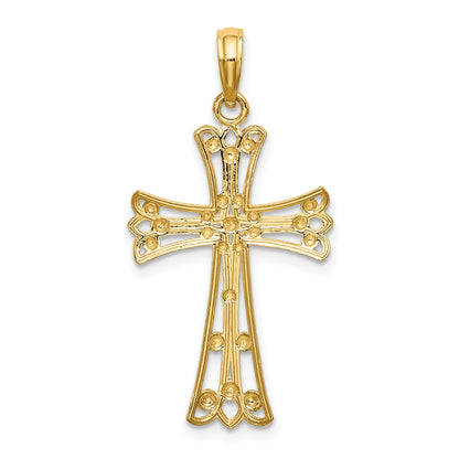 14K and White Rhodium Diamond-cut Cross Charm
