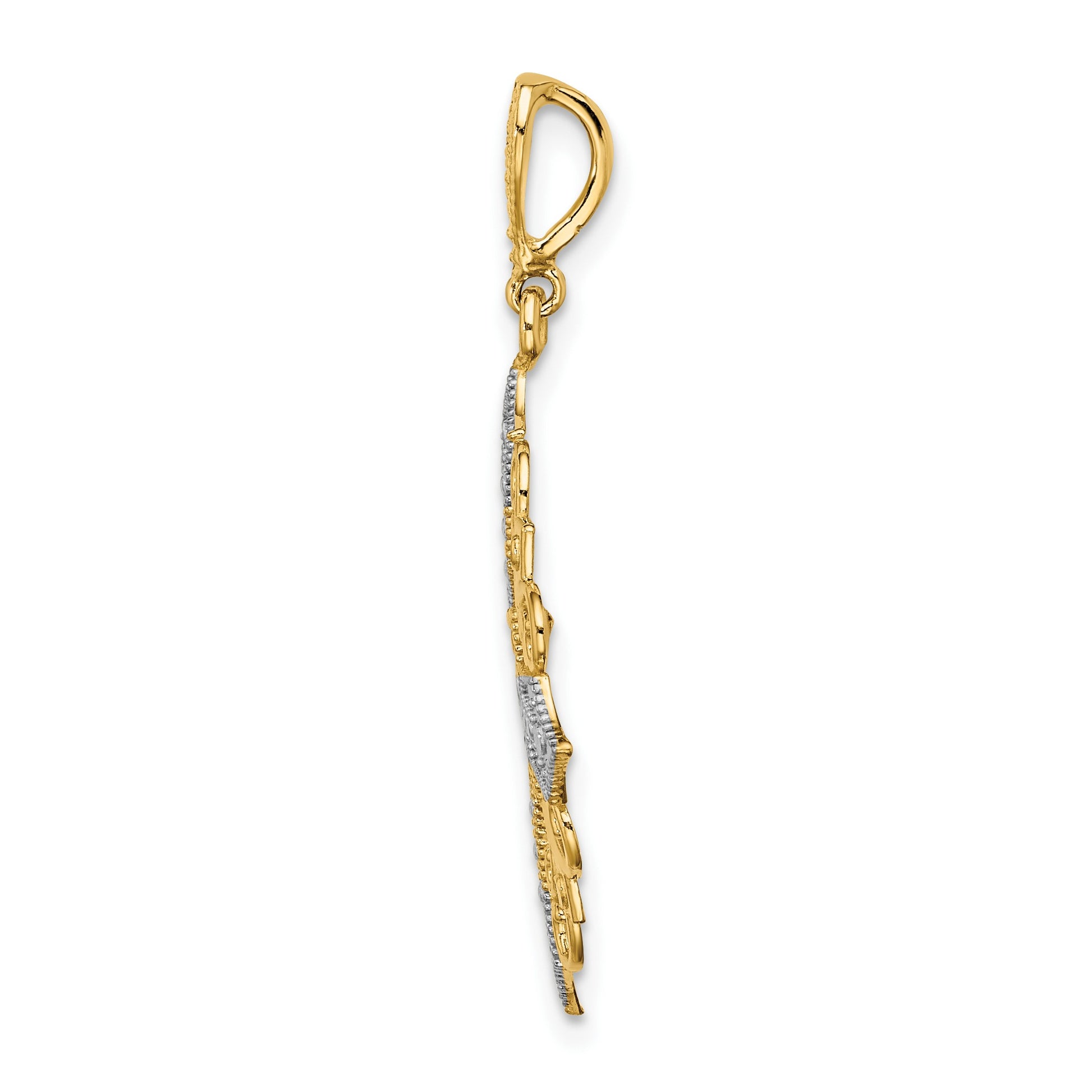 14k and White Rhodium Cut-out Cross Medallion Charm