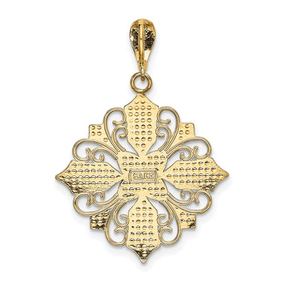 14k and White Rhodium Cut-out Cross Medallion Charm