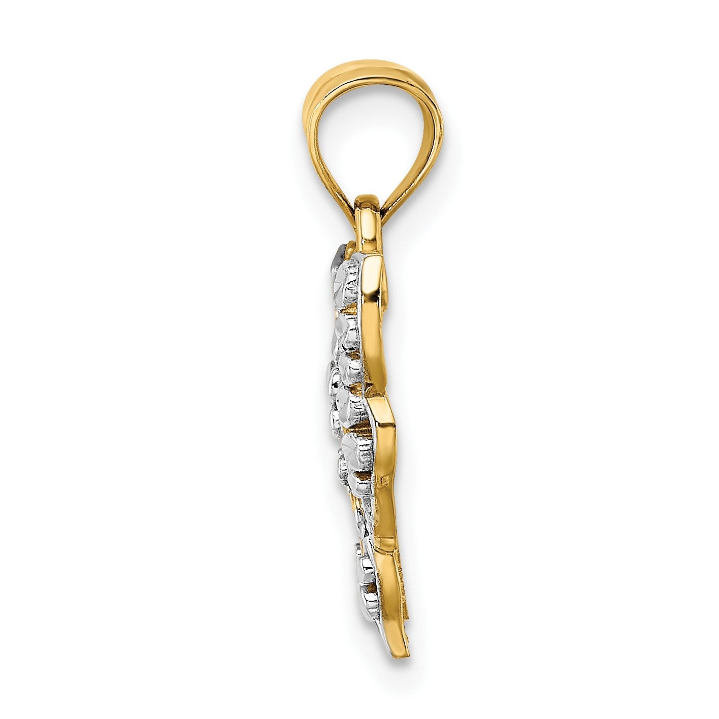 14k and White Rhodium Cut-out Wings Butterfly Pendant