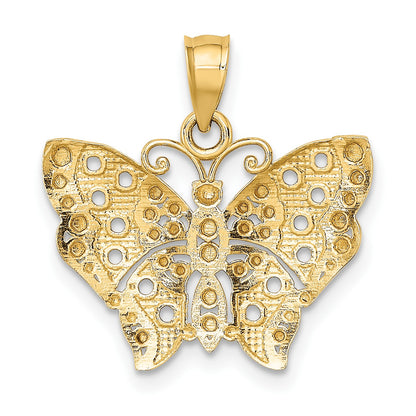14k and White Rhodium Cut-out Wings Butterfly Pendant