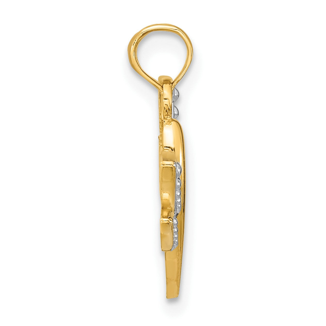 14k and White Rhodium Textured Dragonfly Charm