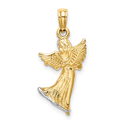 14k and White Rhodium 3-D Angel Playing Violin Charm
