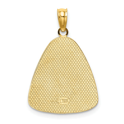 14K and White Rhodium Angel Praying with Halo On Triangle Disc Pendant