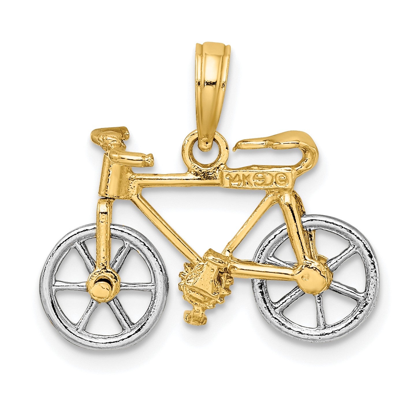 14k Two-tone 3-D Bicycle with Moveable Tires Charm