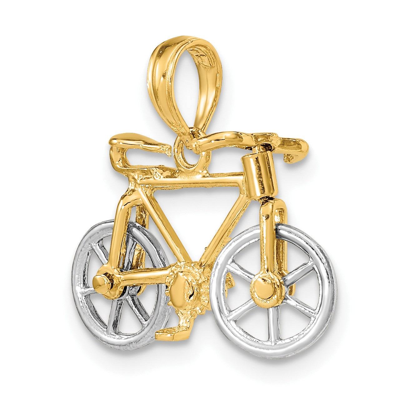 14k Two-tone 3-D Bicycle with Moveable Tires Charm