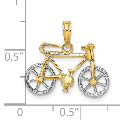 14k Two-tone 3-D Bicycle with Moveable Tires Charm