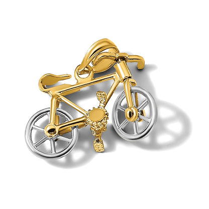 14k Two-tone 3-D Bicycle with Moveable Tires Charm