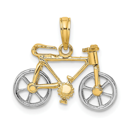 14k Two-tone 3-D Bicycle with Moveable Tires Charm