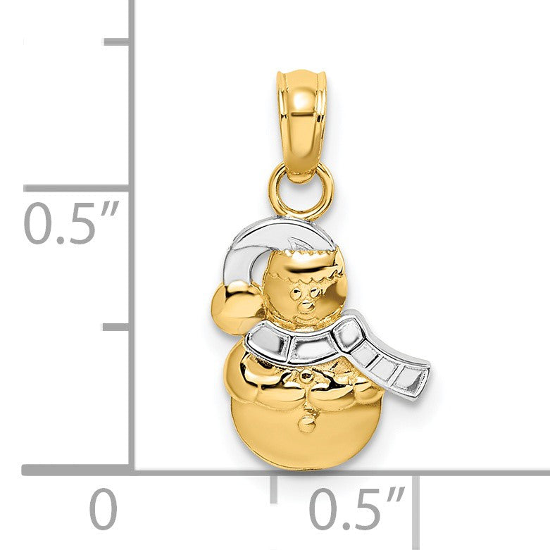 14k and White Rhodium Snowman Charm