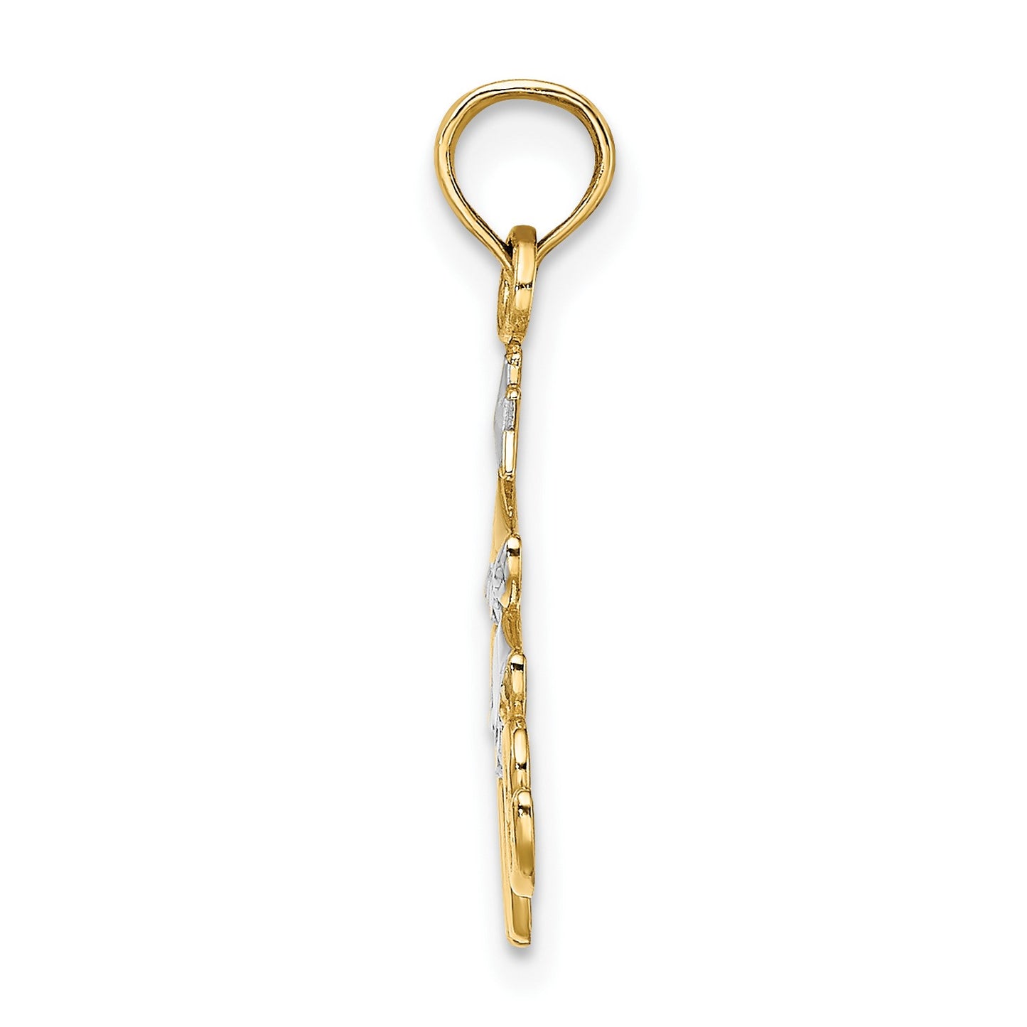 14k and White Rhodium LOVE Christmas Tree Charm