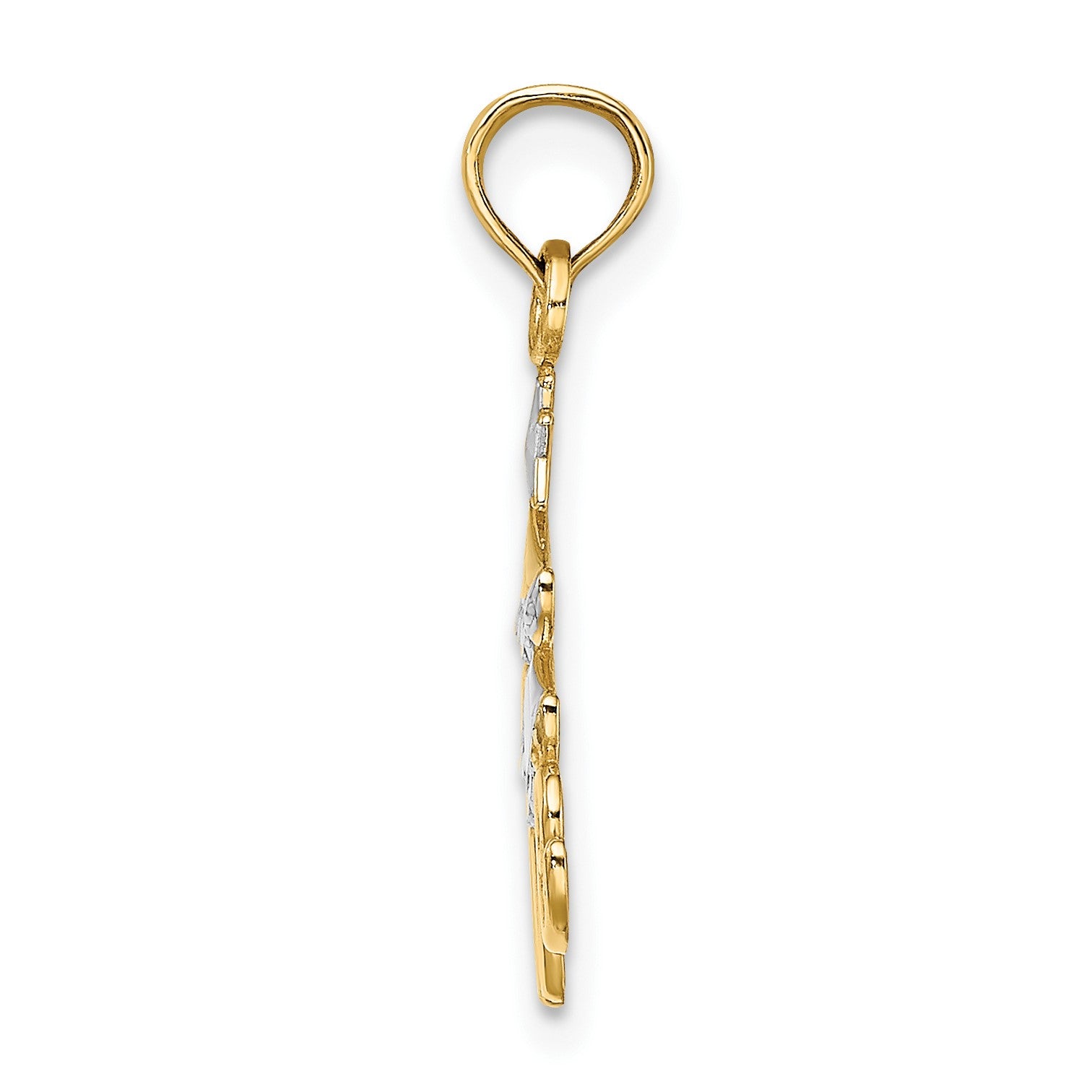 14k and White Rhodium LOVE Christmas Tree Charm