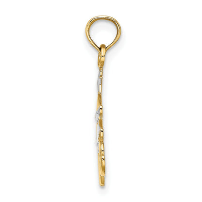 14k and White Rhodium LOVE Christmas Tree Charm