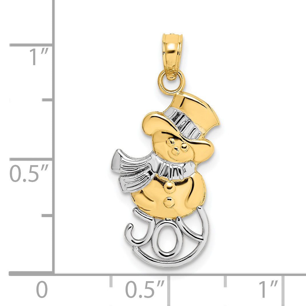 14K and White Rhodium Snowman with JOY Pendant