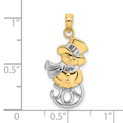 14K and White Rhodium Snowman with JOY Pendant