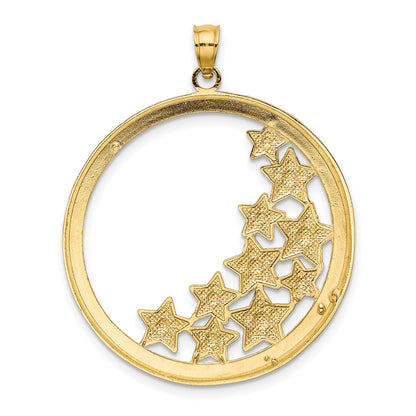 14k and White Rhodium Stars in Round Frame Charm