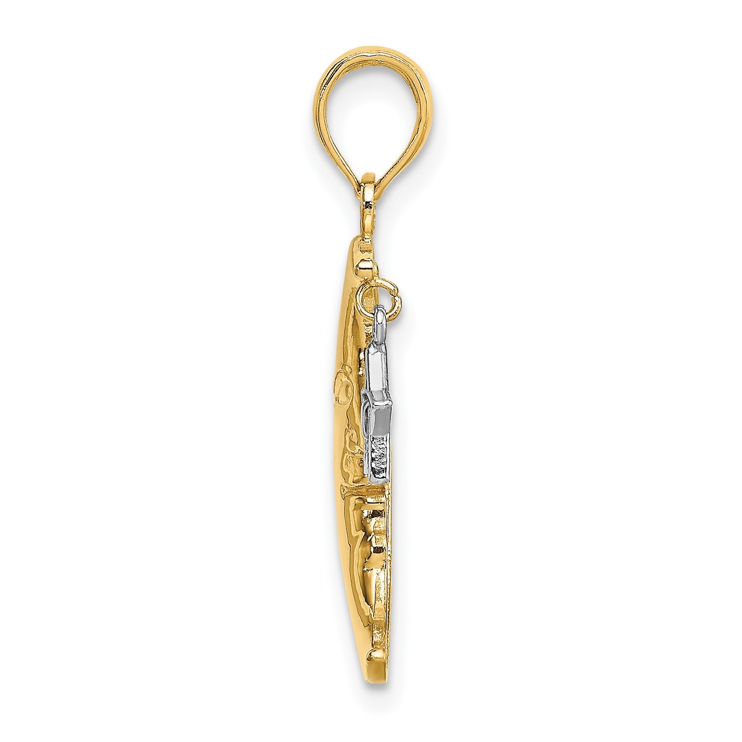 14k Two-Tone Half Moon with Moveable Dangle Star Charm