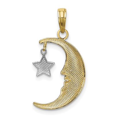 14k Two-Tone Half Moon with Moveable Dangle Star Charm