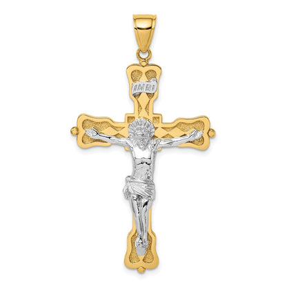 14k Two-tone INRI Crucfix Pendant