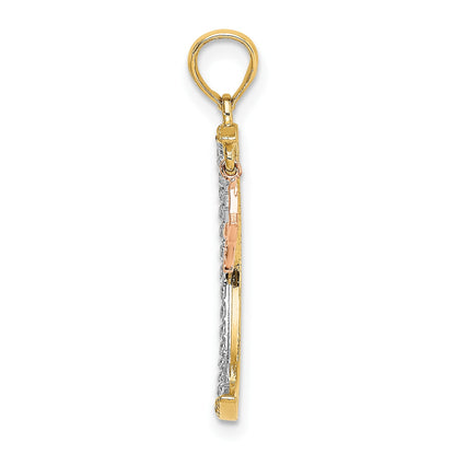 14k Two-tone with White Rhodium Moon with Moveable Star Charm