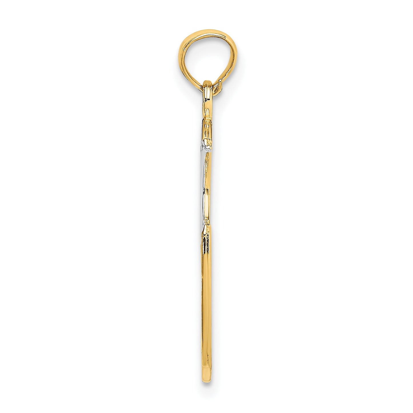 14k and White Rhodium WISH DREAM BELIEVE Moon and Stars Charm