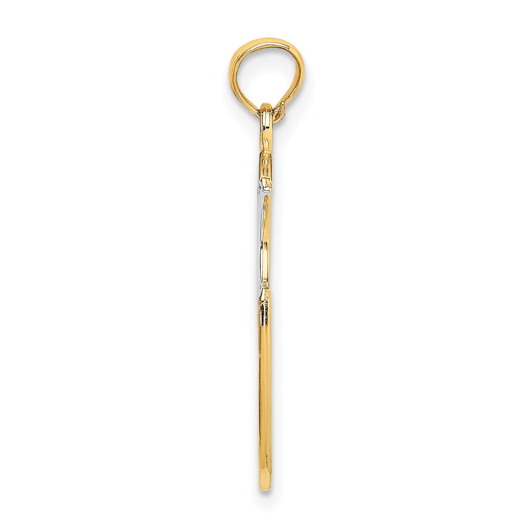 14k and White Rhodium WISH DREAM BELIEVE Moon and Stars Charm
