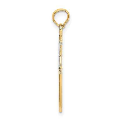 14k and White Rhodium WISH DREAM BELIEVE Moon and Stars Charm