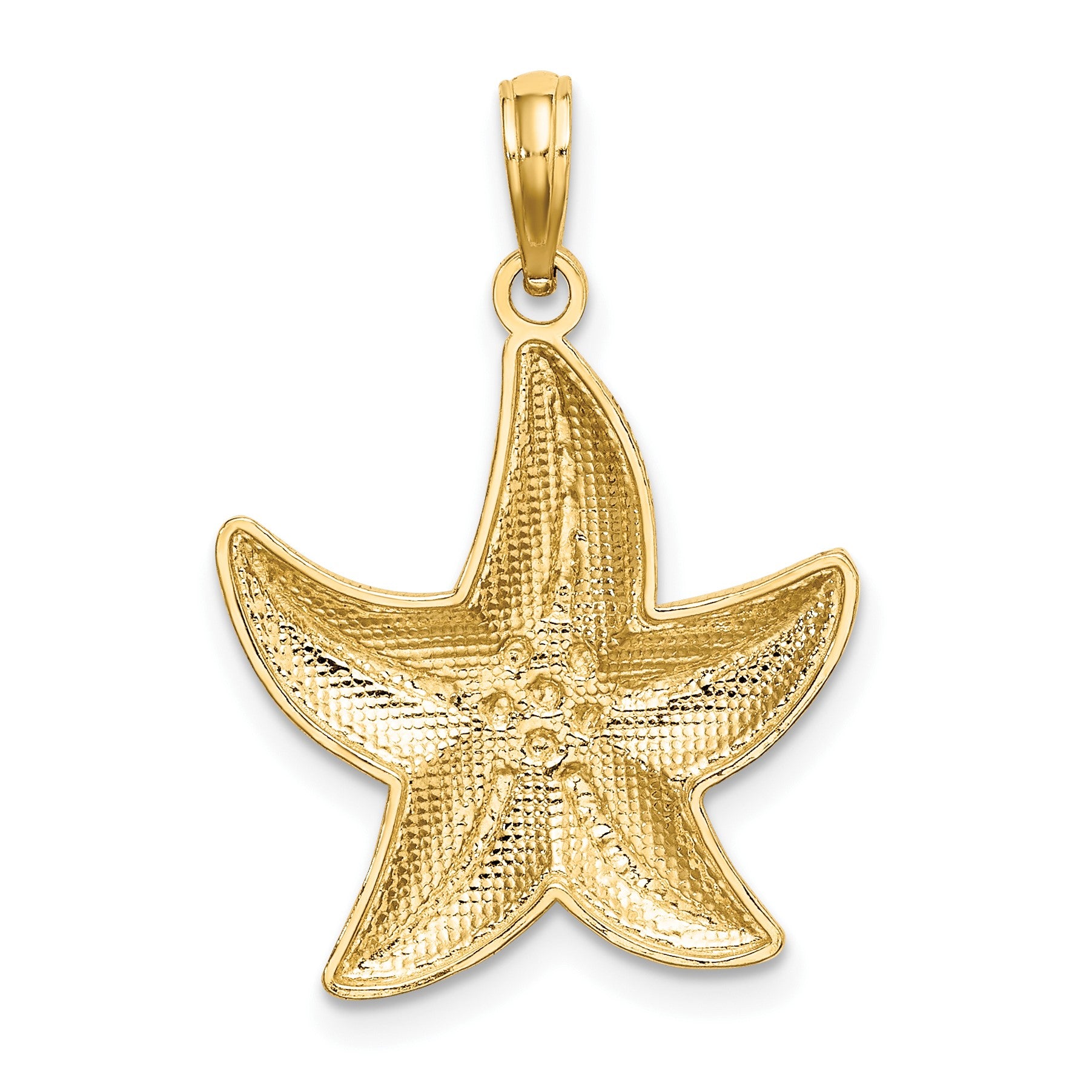 14K and White Rhodium Diamond-cut Small Starfish Charm