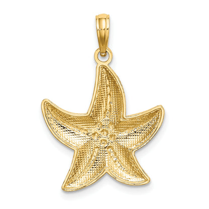 14K and White Rhodium Diamond-cut Small Starfish Charm