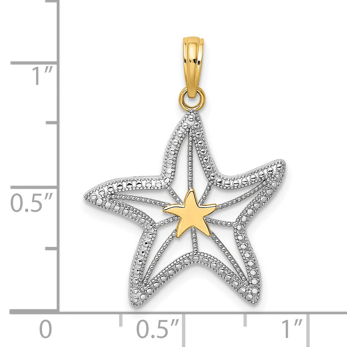 14K with White Rhodium Small Starfish Charm