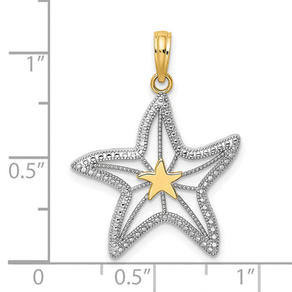 14K with White Rhodium Small Starfish Charm