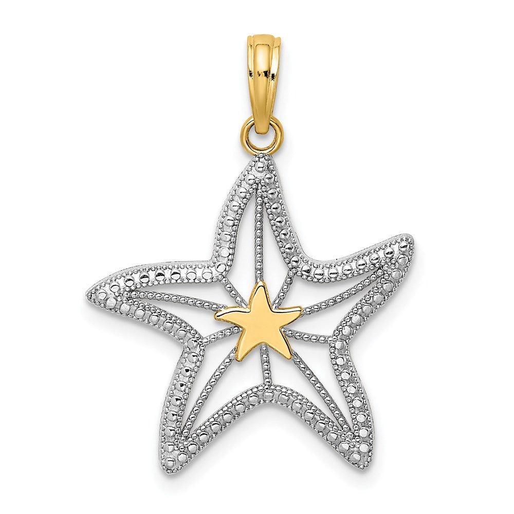 14K with White Rhodium Small Starfish Charm