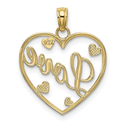 14k and White Rhodium LOVE with Hearts Pendant
