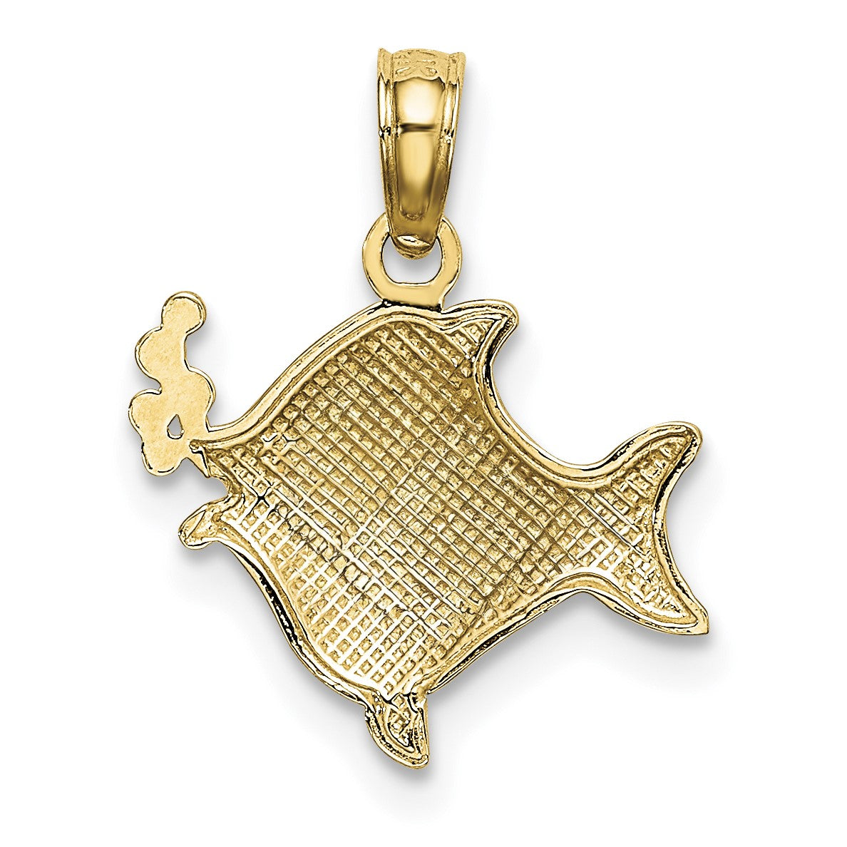 14k and White Rhodium 2-D Fish with Bubbles Charm
