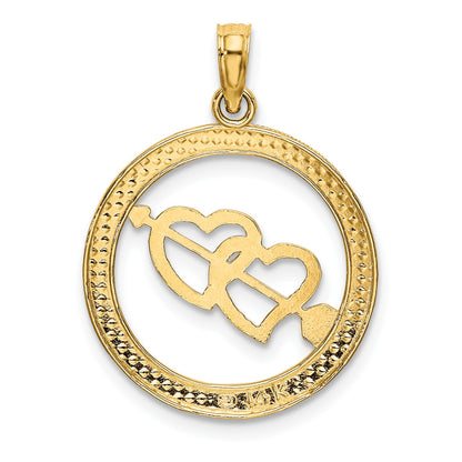 14k and White Rhodium Diamond-cut Heart and Arrow Charm