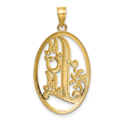 14k with White Rhodium #1 MOM Oval Charm