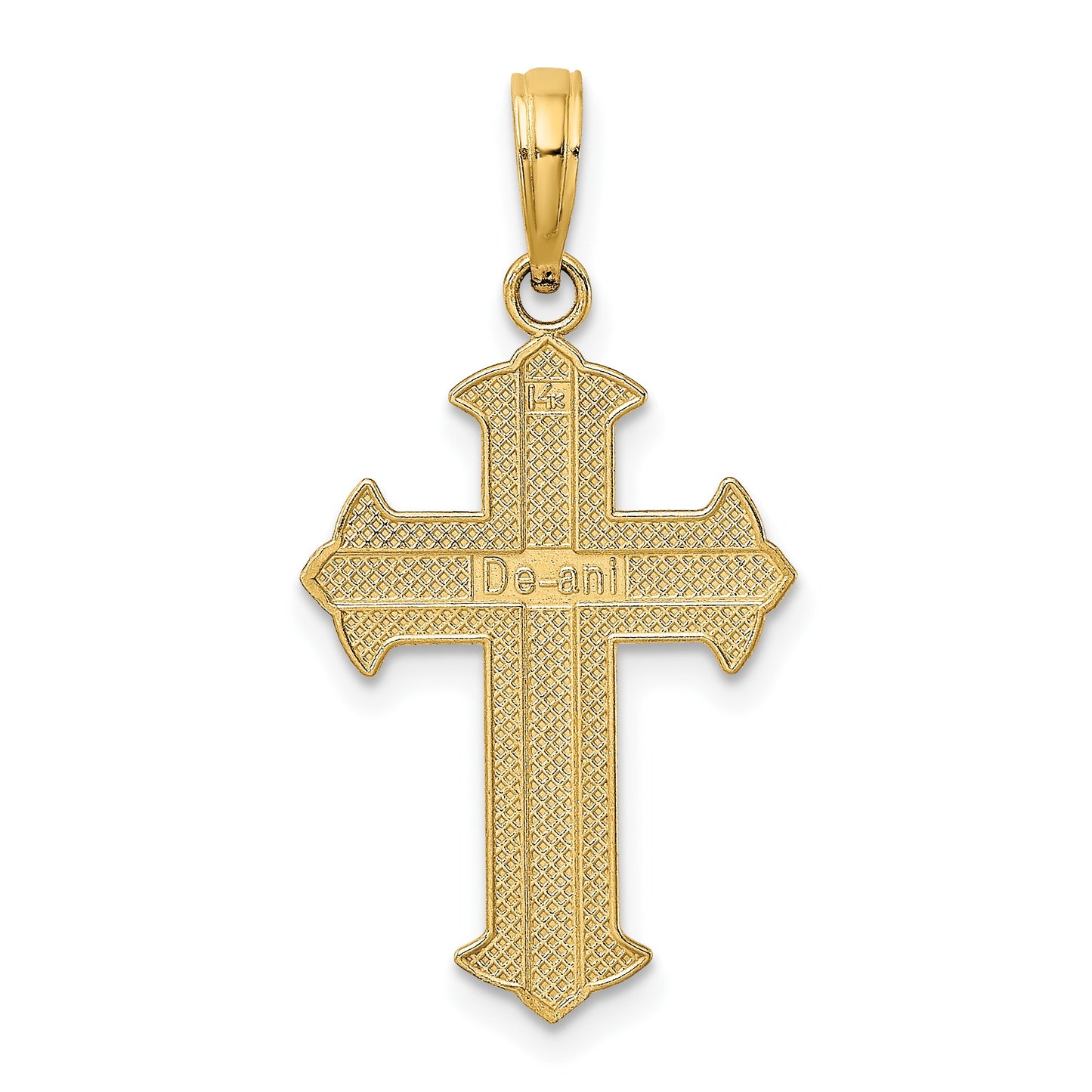 14K and White Rhodium Diamond-cut Cross Charm