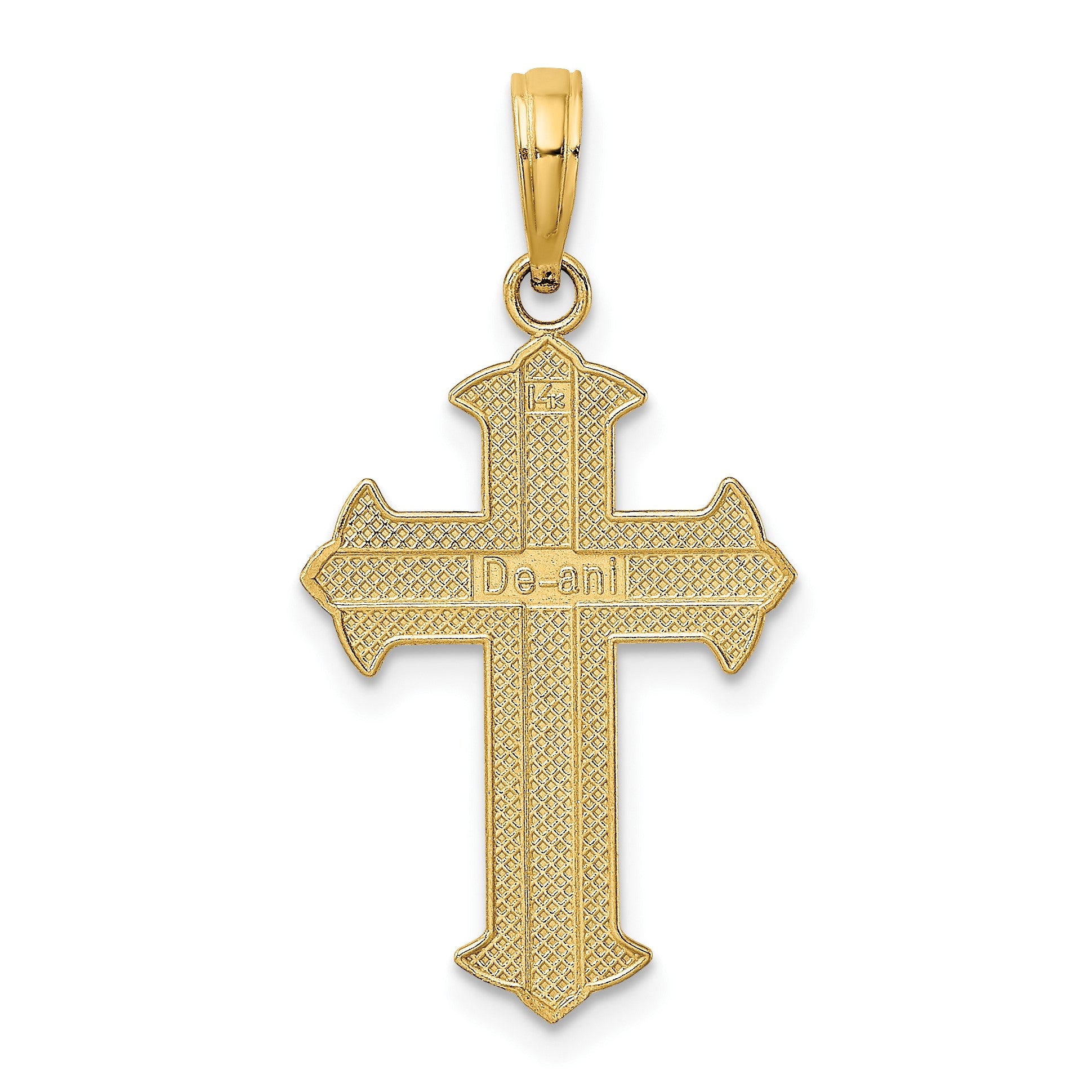 14K and White Rhodium Diamond-cut Cross Charm