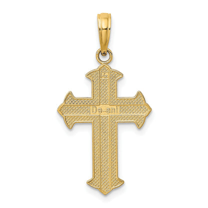 14K and White Rhodium Diamond-cut Cross Charm