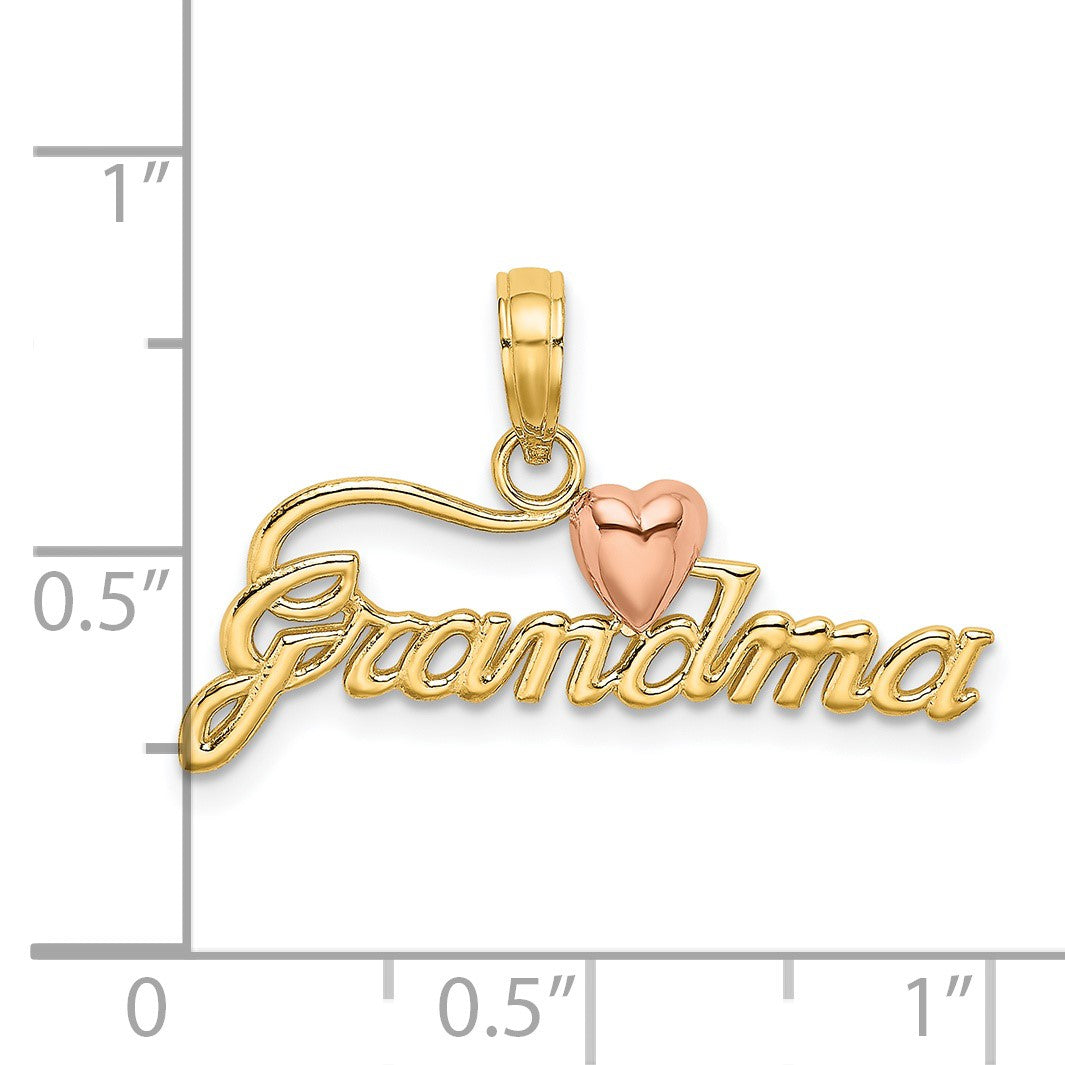 14k Two-Tone GRANDMA with Heart Charm