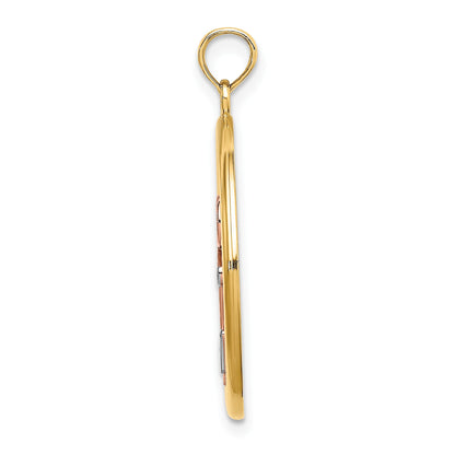 14K Two-tone with White Rhodium Anchor In Circle Charm